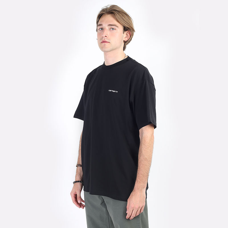 мужская черная футболка Carhartt WIP S/S Nils T-Shirt I030111-black/white - цена, описание, фото 4